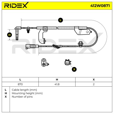 Czujnik ABS RIDEX 412W0871 412W0871 - foto 6