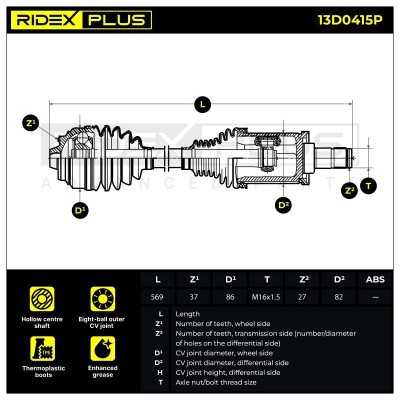Półoś Napędowa RIDEX 13D0415P 13D0415P - foto 9