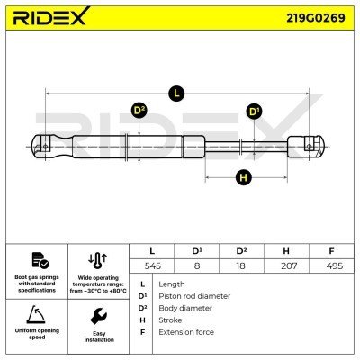 Amortyzator Pokrywy Bagażnika RIDEX 219G0269 219G0269 - foto 6