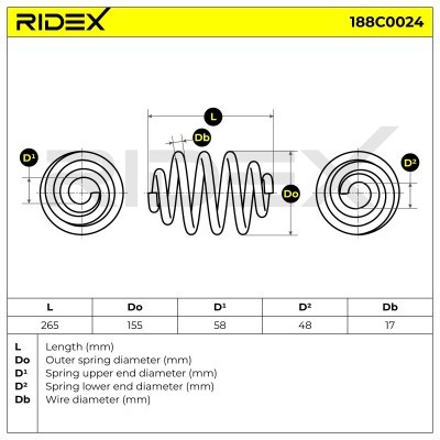 Sprężyna Zawieszenia RIDEX 188C0024 188C0024 - foto 2