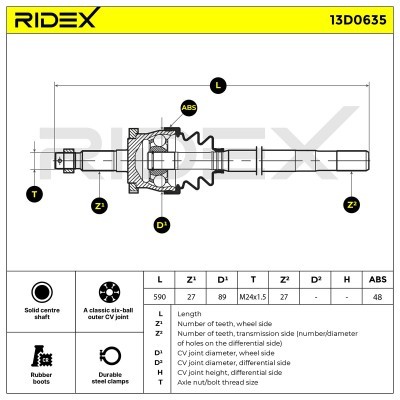 Półoś Napędowa RIDEX 13D0635 13D0635 - foto 7