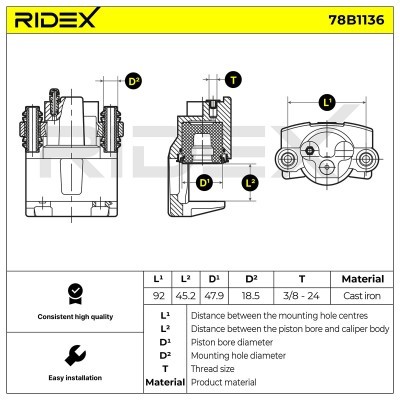 Zacisk Hamulcowy RIDEX 78B1136 78B1136 - foto 5