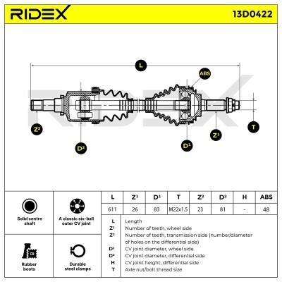 Półoś Napędowa RIDEX 13D0422 13D0422 - foto 7