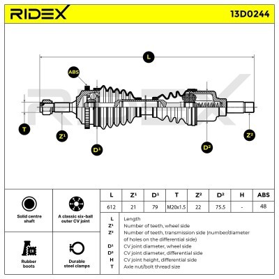 Półoś Napędowa RIDEX 13D0244 13D0244 - foto 5