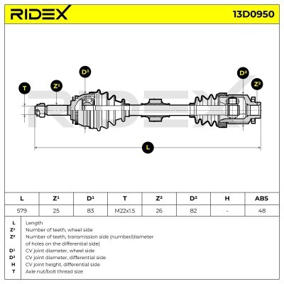 Półoś Napędowa RIDEX 13D0950 13D0950 - foto 7