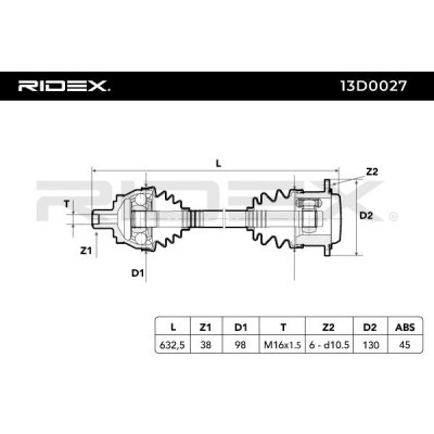 Półoś Napędowa RIDEX 13D0027 13D0027 - foto 6