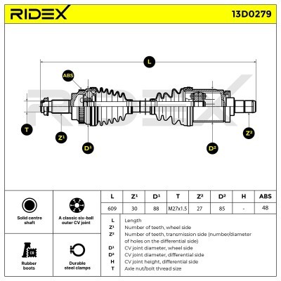 Półoś Napędowa RIDEX 13D0279 13D0279 - foto 6