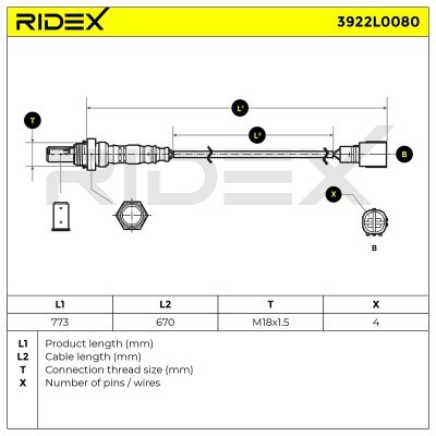 Sonda Lambda RIDEX 3922L0180 3922L0180 - foto 6