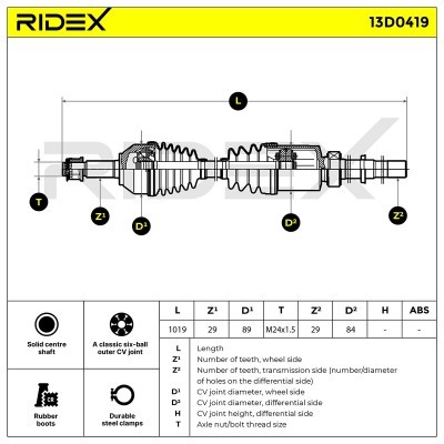 Półoś Napędowa RIDEX 13D0419 13D0419 - foto 7