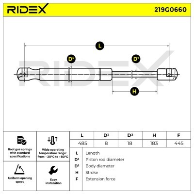 Amortyzator Pokrywy Bagażnika RIDEX 219G0660 219G0660 - foto 7