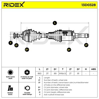 Półoś Napędowa RIDEX 13D0328 13D0328 - foto 7