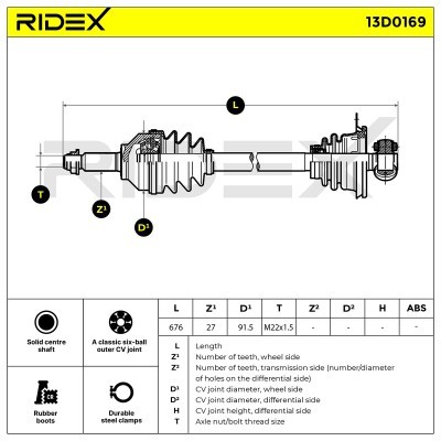 Półoś Napędowa RIDEX 13D0169 13D0169 - foto 6