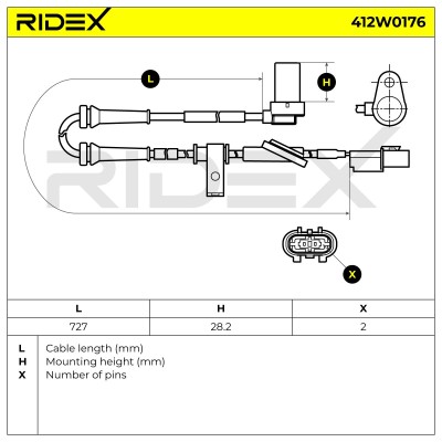 Czujnik ABS RIDEX 412W0176 412W0176 - foto 7