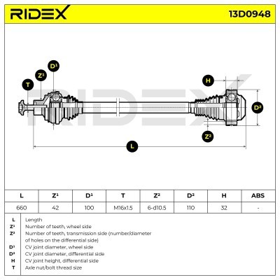 Półoś Napędowa RIDEX 13D0948 13D0948 - foto 8