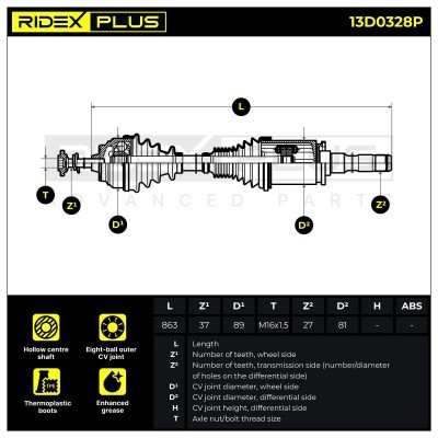 Półoś Napędowa RIDEX 13D0328P 13D0328P - foto 3