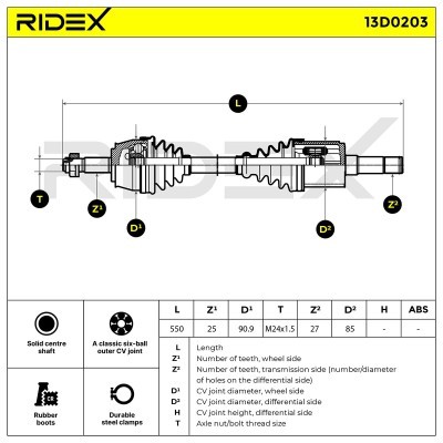 Półoś Napędowa RIDEX 13D0203 13D0203 - foto 3