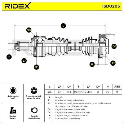 Półoś Napędowa RIDEX 13D0205 13D0205 - foto 4
