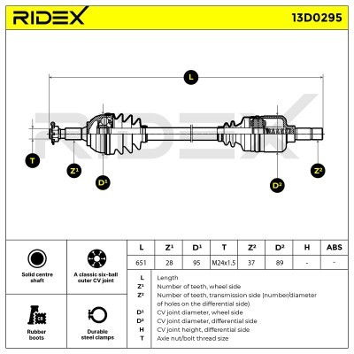 Półoś Napędowa RIDEX 13D0295 13D0295 - foto 5