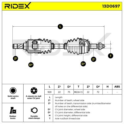 Półoś Napędowa RIDEX 13D0697 13D0697 - foto 7