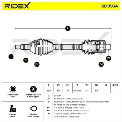 Półoś Napędowa RIDEX 13D0934 13D0934 - foto 7