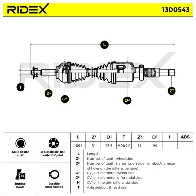 Półoś Napędowa RIDEX 13D0543 13D0543 - foto 7