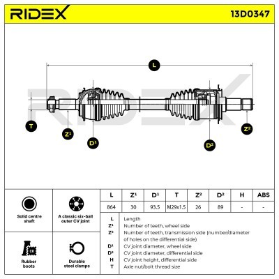 Półoś Napędowa RIDEX 13D0347 13D0347 - foto 6