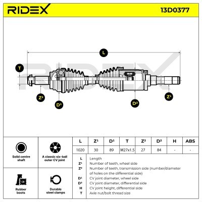 Półoś Napędowa RIDEX 13D0377 13D0377 - foto 7