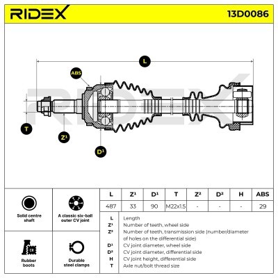 Półoś Napędowa RIDEX 13D0086 13D0086 - foto 6