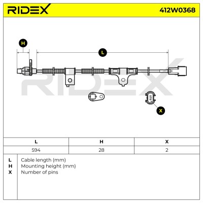 Czujnik ABS RIDEX 412W0368 412W0368 - foto 12