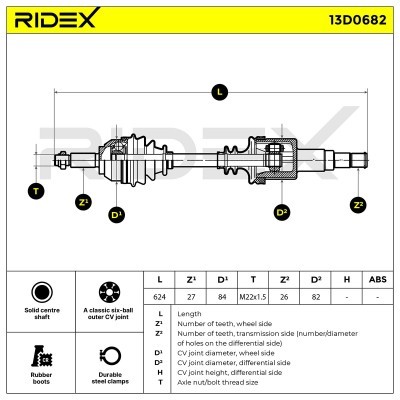 Półoś Napędowa RIDEX 13D0682 13D0682 - foto 7