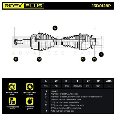 Półoś Napędowa RIDEX 13D0128P 13D0128P - foto 3