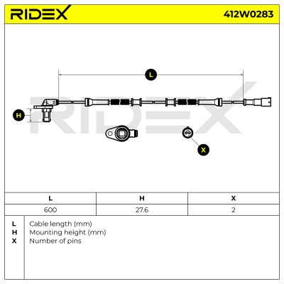 Czujnik ABS RIDEX 412W0283 412W0283 - foto 6