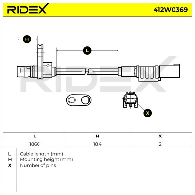 Czujnik ABS RIDEX 412W0369 412W0369 - foto 5