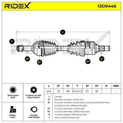 Półoś Napędowa RIDEX 13D0446 13D0446 - foto 7