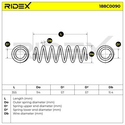 Sprężyna Zawieszenia RIDEX 188C0090 188C0090 - foto 4