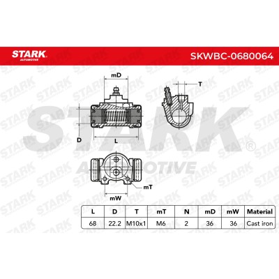 Cylinderek hamulcowy Stark SKWBC-0680064 SKWBC-0680064 - foto 5
