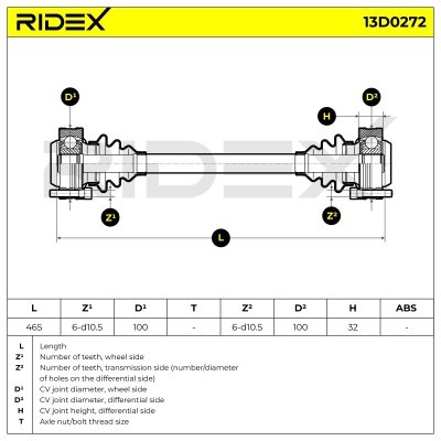 Półoś Napędowa RIDEX 13D0272 13D0272 - foto 7