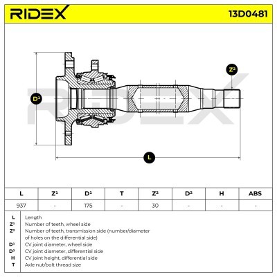 Półoś Napędowa RIDEX 13D0481 13D0481 - foto 7