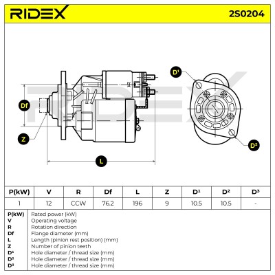 Rozrusznik RIDEX 2S0204 2S0204 - foto 7