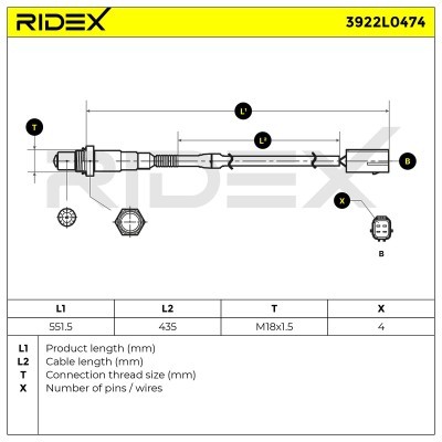 Sonda Lambda RIDEX 3922L0474 3922L0474 - foto 6