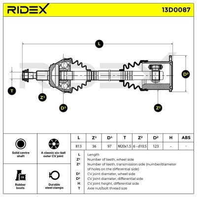 Półoś Napędowa RIDEX 13D0087 13D0087 - foto 6