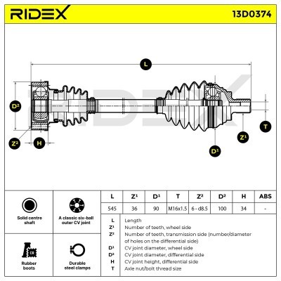 Półoś Napędowa RIDEX 13D0374 13D0374 - foto 7