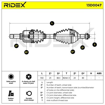 Półoś Napędowa RIDEX 13D0047 13D0047 - foto 5