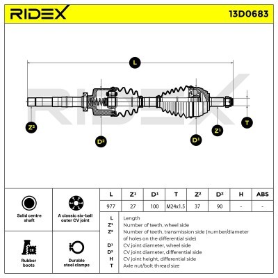 Półoś Napędowa RIDEX 13D0683 13D0683 - foto 7