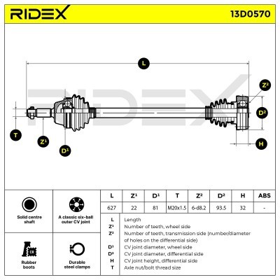 Półoś Napędowa RIDEX 13D0570 13D0570 - foto 6