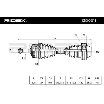 Półoś Napędowa RIDEX 13D0011 13D0011 - foto 4