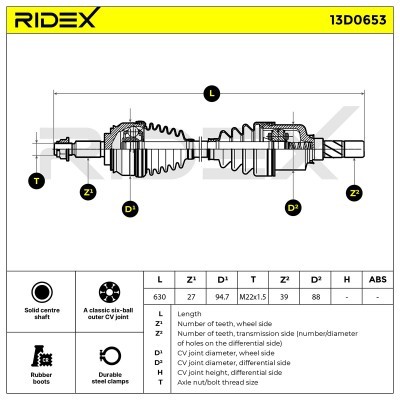 Półoś Napędowa RIDEX 13D0653 13D0653 - foto 7