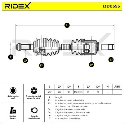 Półoś Napędowa RIDEX 13D0555 13D0555 - foto 7