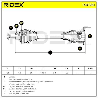 Półoś Napędowa RIDEX 13D1261 13D1261 - foto 7
