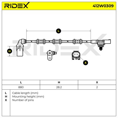 Czujnik ABS RIDEX 412W0309 412W0309 - foto 6